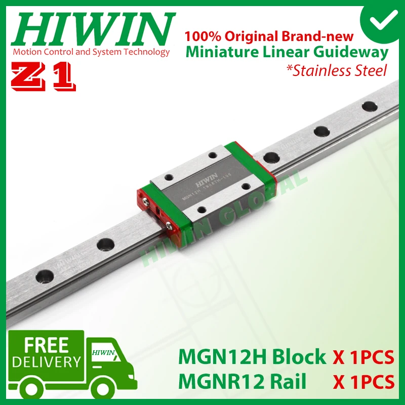 

HIWIN Stainless Steel MGN12H Z1 Preloaded MGN12 Linear Rail 200 300 350 400 500mm HIWIN MGN12H Block Carriage Linear Guideways