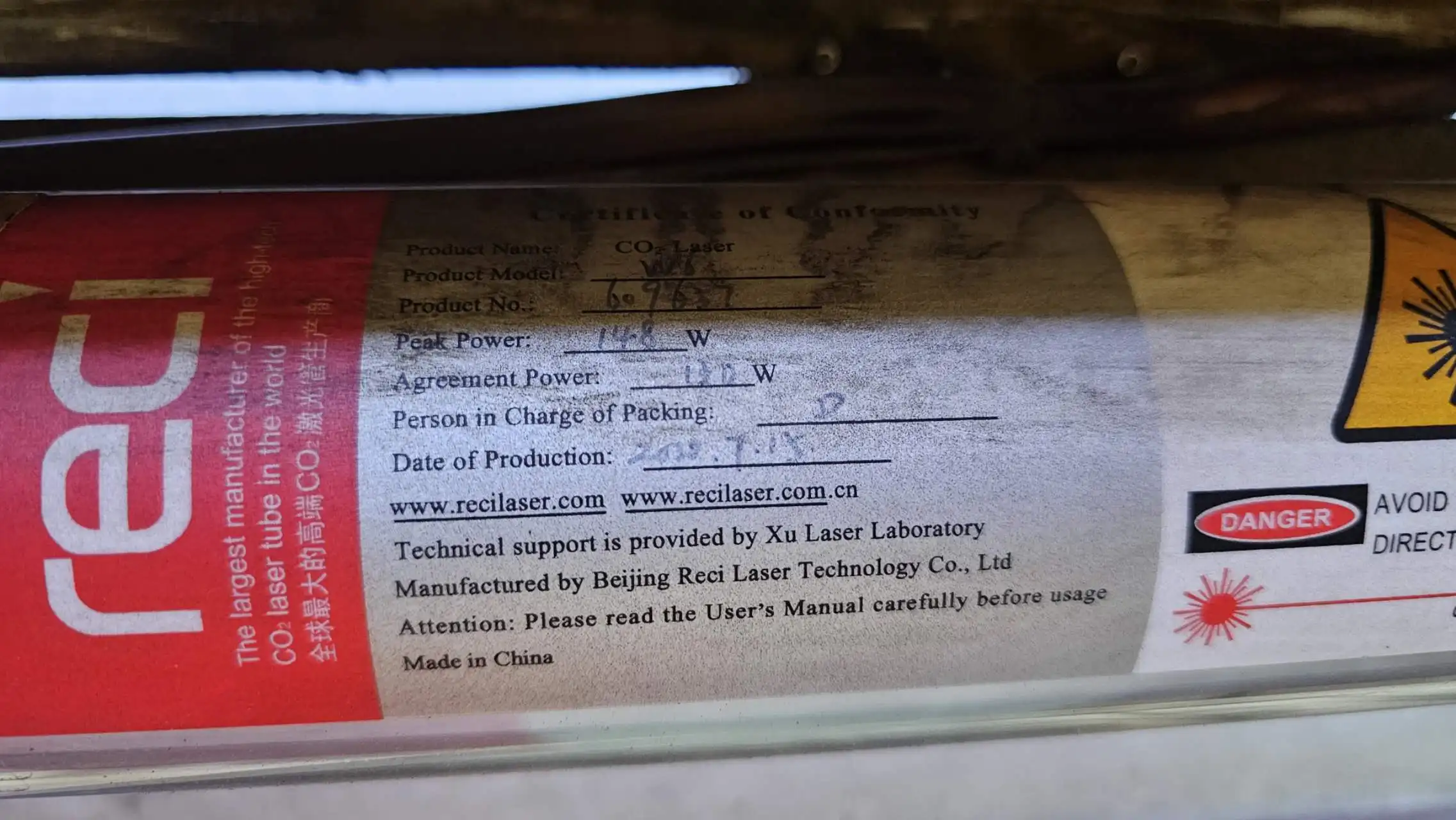 Imagem -02 - Tubo Laser Reci Fonte de Alimentação w6 1pc