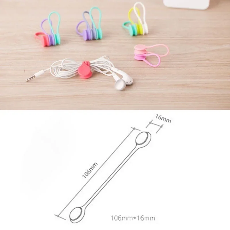 6/3Pcs Magnetic Silicone Cable Organizer Clip Earphone Cord Cable Holder USB Charging Cable Wire Management Multicolor Cable Tie