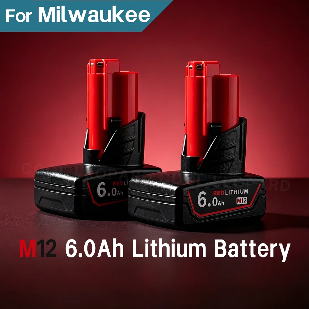 

6.0Ah 3.0Ah Replacement Lithium Battery for Milwaukee M12 12V XC Cordless Power Tools Fits 48-11-2402 48-11-2411 High Capacity