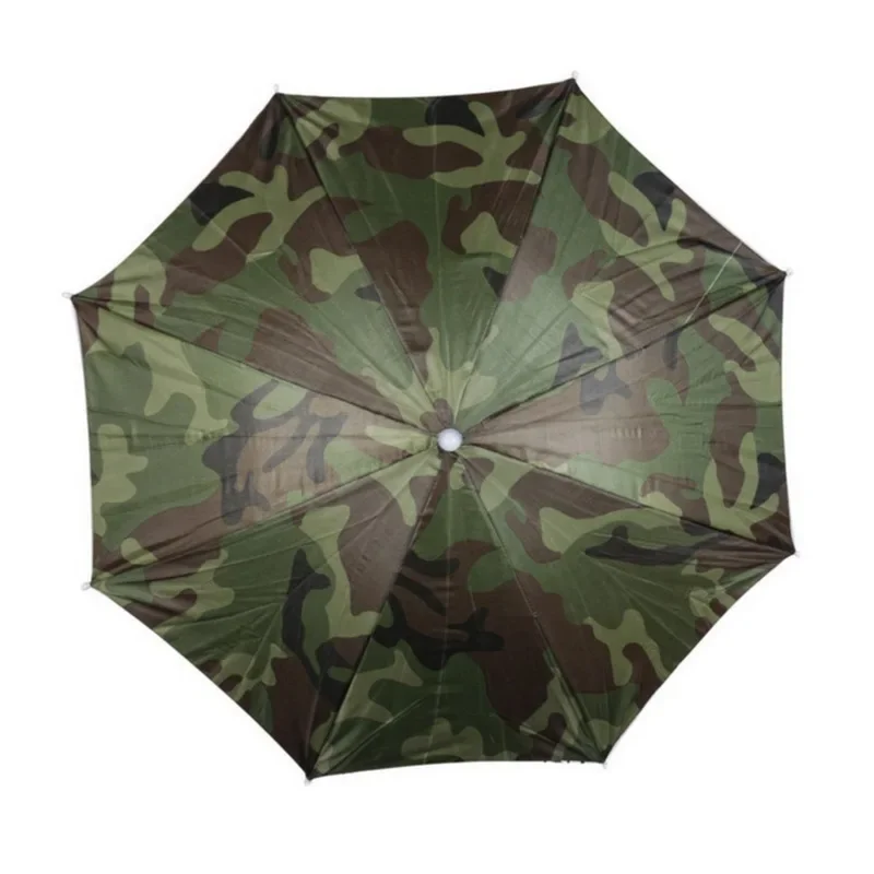 Portable Rain Umbrella Hat Camouflage Foldable Sun Shade Waterproof Camping Fishing Headwear Cap Beach Hats for Outdoor