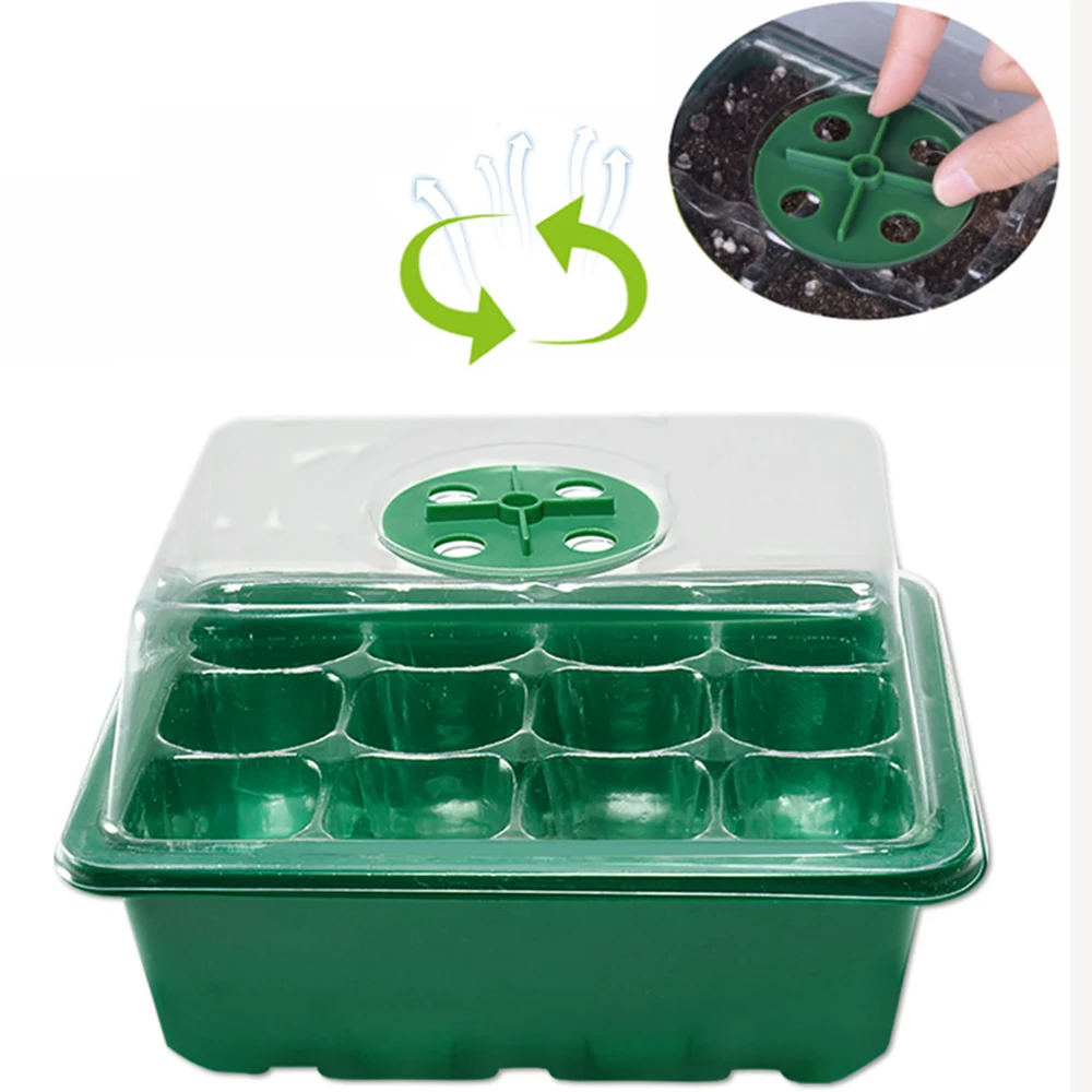 Cells Seed Starter Kit Plant Seeds Grow Box cSeedling Trays Germination Box With Dome And Base for Seeds Growing Starting