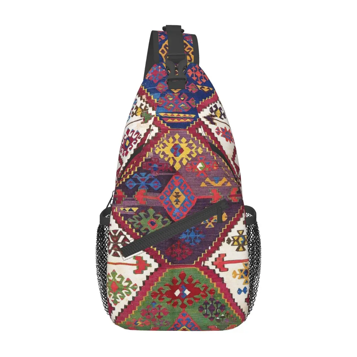 Adana Kilim Crossbody Sling Bag Small Chest Bag Boho Bohemian Turkish Shoulder Backpack Daypack Travel Hiking Cycling Satchel