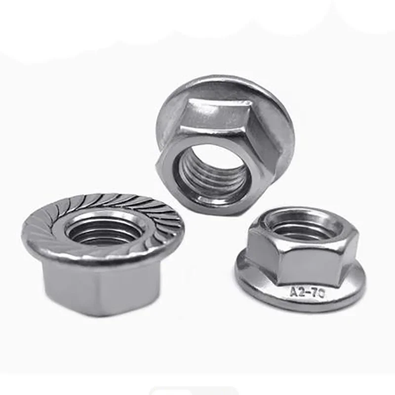 M2.5 M3 M4 M5 M6 M8 M10 M12 M14 M16 M20 Flanged Nuts Serrated Flange Stainless Steel Metric DIN6923