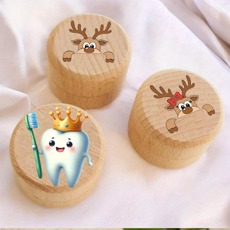 

Деревянная шкатулка для зубов, контейнер для хранения памятных вещей малыша, коробка для зубной феи для мальчиков и девочек