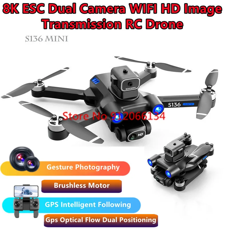 

8K ESC Dual Camera 5G WIFI FPV Remote Control Drone 360° Obstacle Avoidance GPS Intelligent Positioning Brushless RC Quadcopter