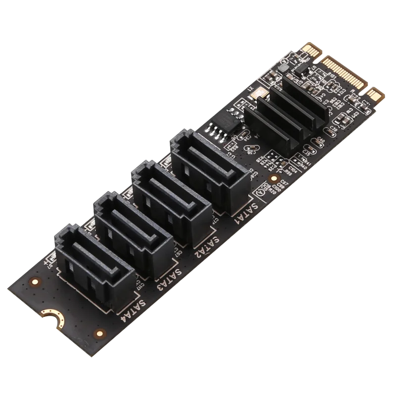 بطاقة توسيع M.2 إلى 4 SATA3.0 (مفتاح M + B) لدعم ASMedia NVME وPCIe