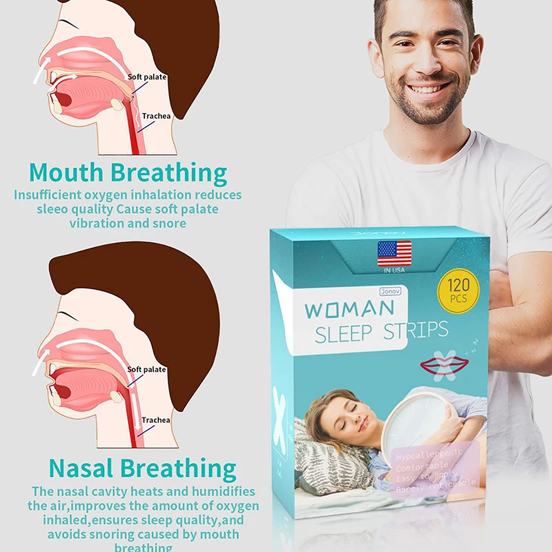 Anti Snoring Mouth Tape Sleep Aid Breathing Stopper Nose HealthCare Sticker Better Breath Nasal Strip Close Solution Night Patch