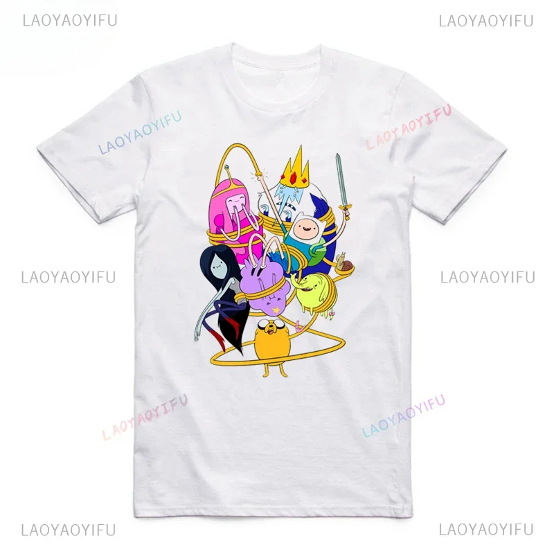 Finn and Jake Adventure Time Pattern Tshirt for Men's and Women's Cotton T-shirt Short-sleev T Shirt Summer Casual Unisex Tees