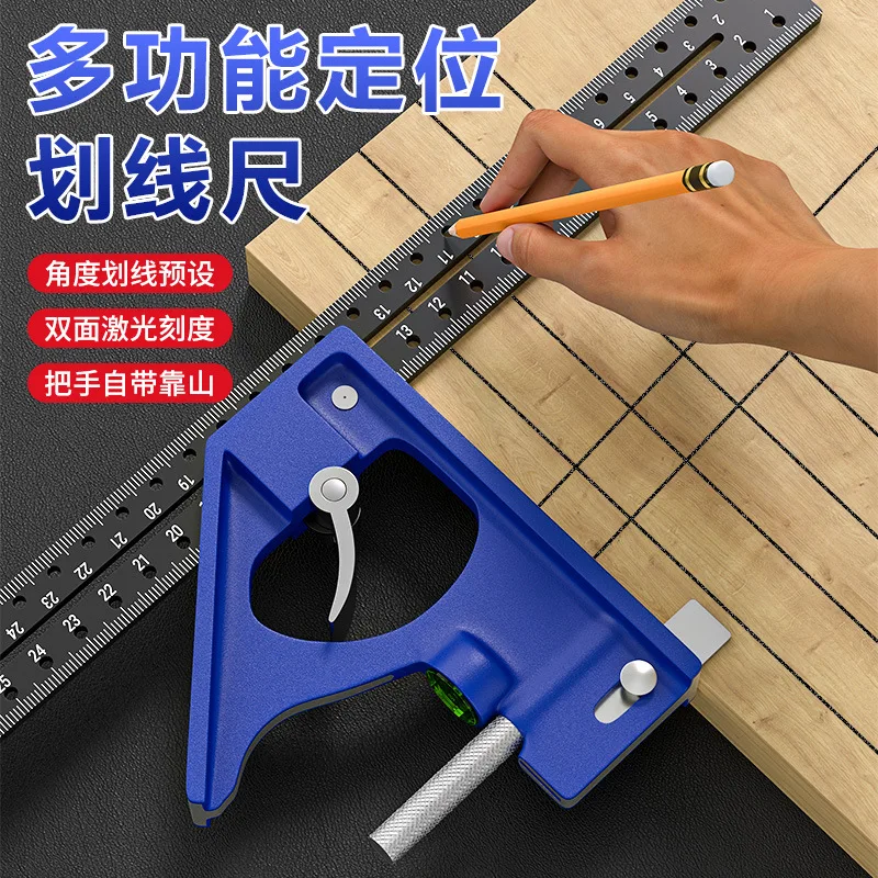 Woodworking Sliding Square Ruler L-Shaped 90 Degree Try Square High Precision Combination Angle Tool