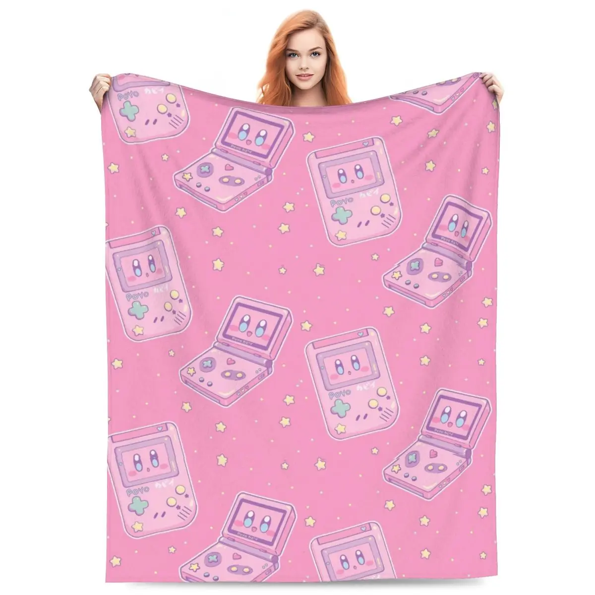 

Одеяло в стиле ретро Gameboy Kirbys, фланелевое легкое тонкое одеяло для автомобиля, дивана, спальни, одеяло