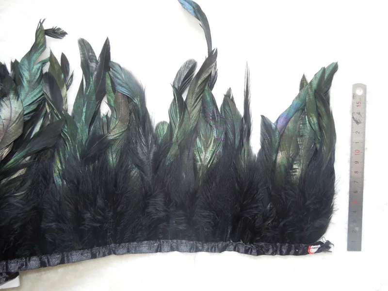 Black Feather!10Yards/Lot!15-18CM Height Black Coque feather trimming fringe Rooster tail feather fringe,rooster feathers