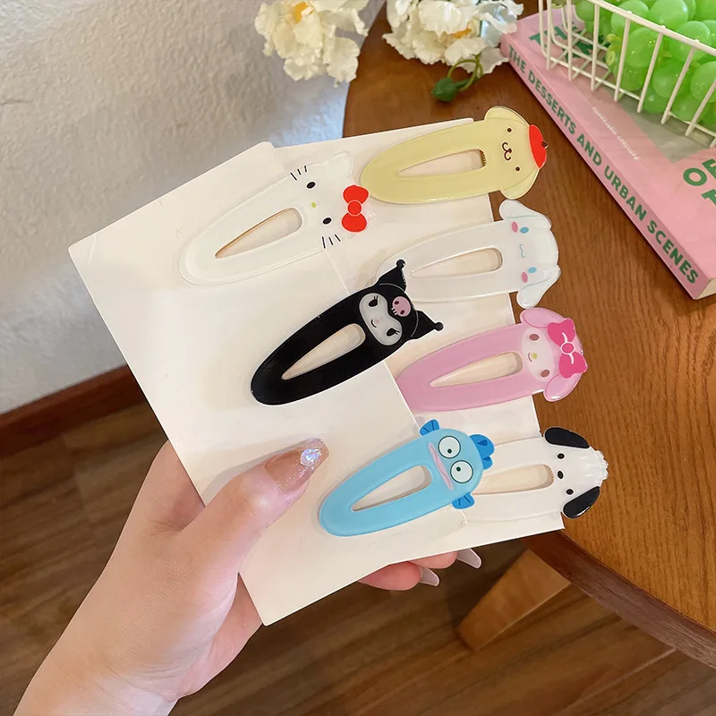 Sanrio Hair Clip Kuromi Cinnamoroll Hello Kitty Cartoon Clip Cute Barrettes Headband Kids Fashion Hair Accessories Toys Gifts