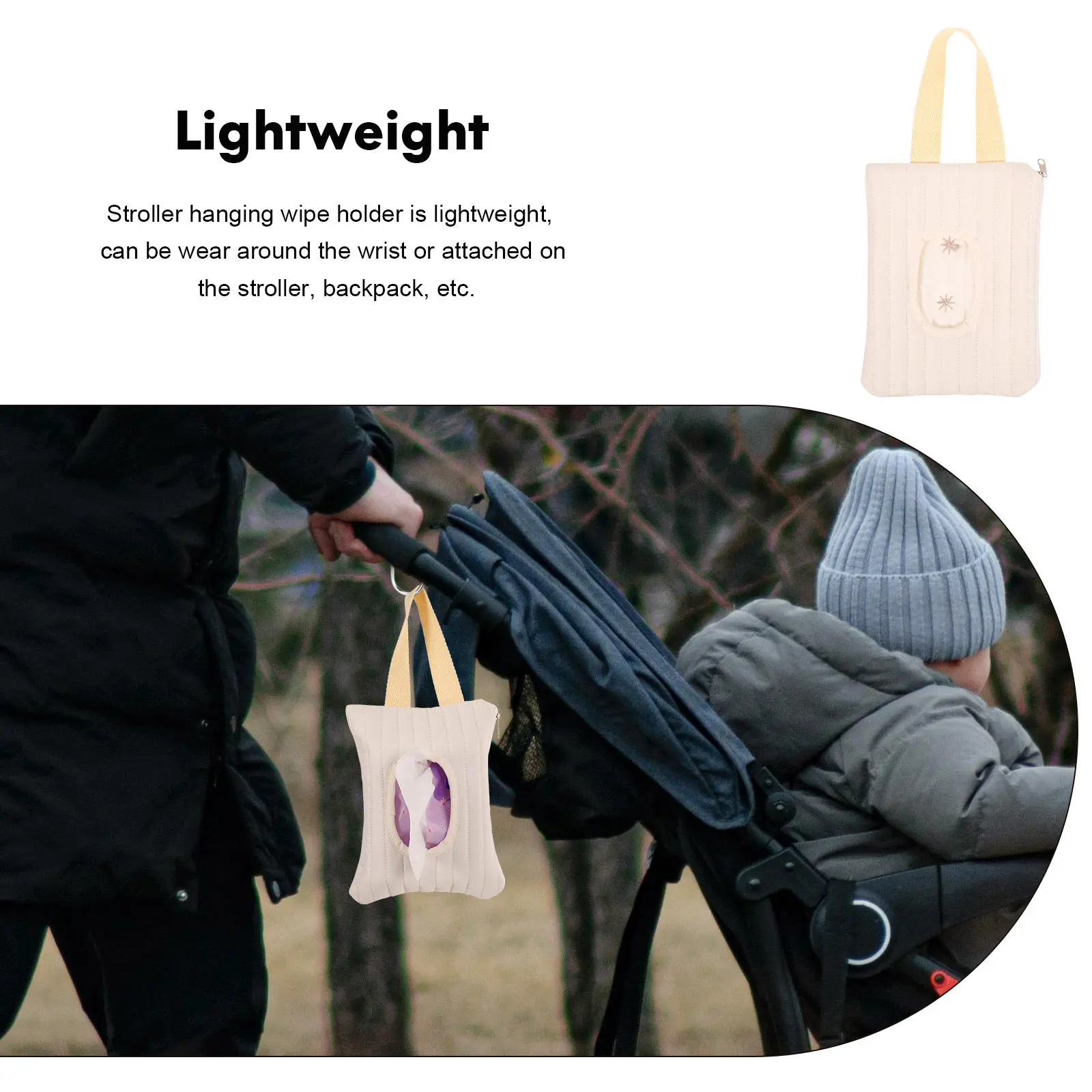 Refillable Wipes Container Stroller Hanging Bag Infant Wipes Storage Box Sleek Design Easy Pull Out Wipe Holder for Diaper Bag