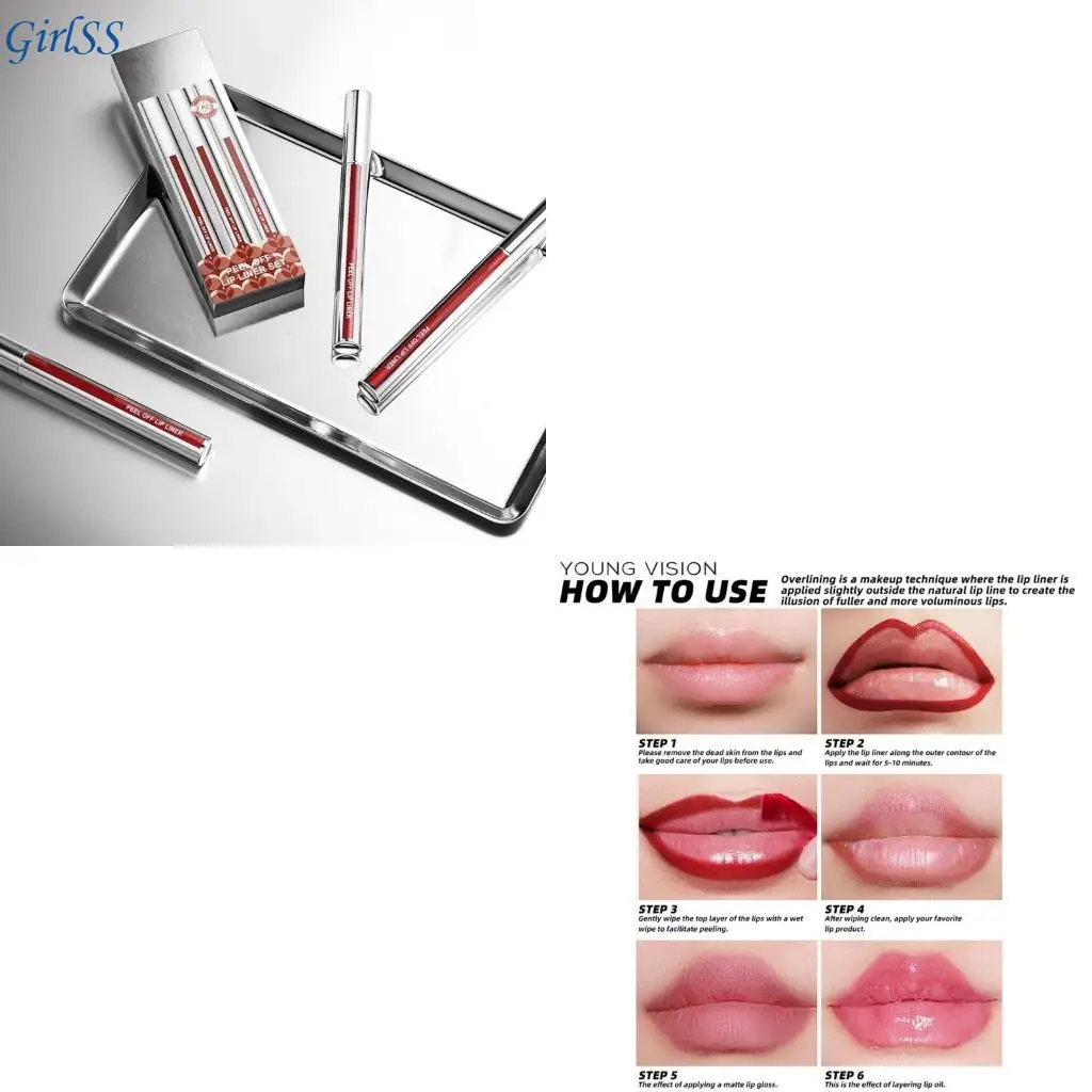 3 pezzi Creative peeling Off Lip Liner Set con cosmetico per labbra con finitura opaca impermeabile per definizione delle
