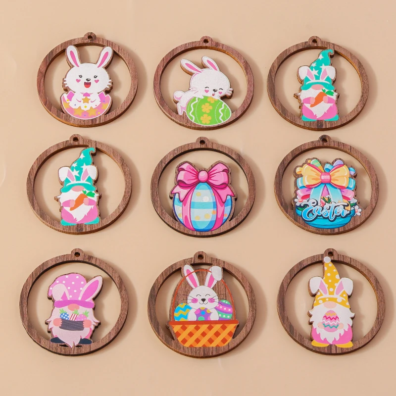 Leslie 10 Stück bunte Cartoon-Kaninchen-Osterei-Anhänger für die Schmuckherstellung, Frohe Ostern, Hasen-Anhänger, DIY-Halsketten, Ohrringe – Detail 19