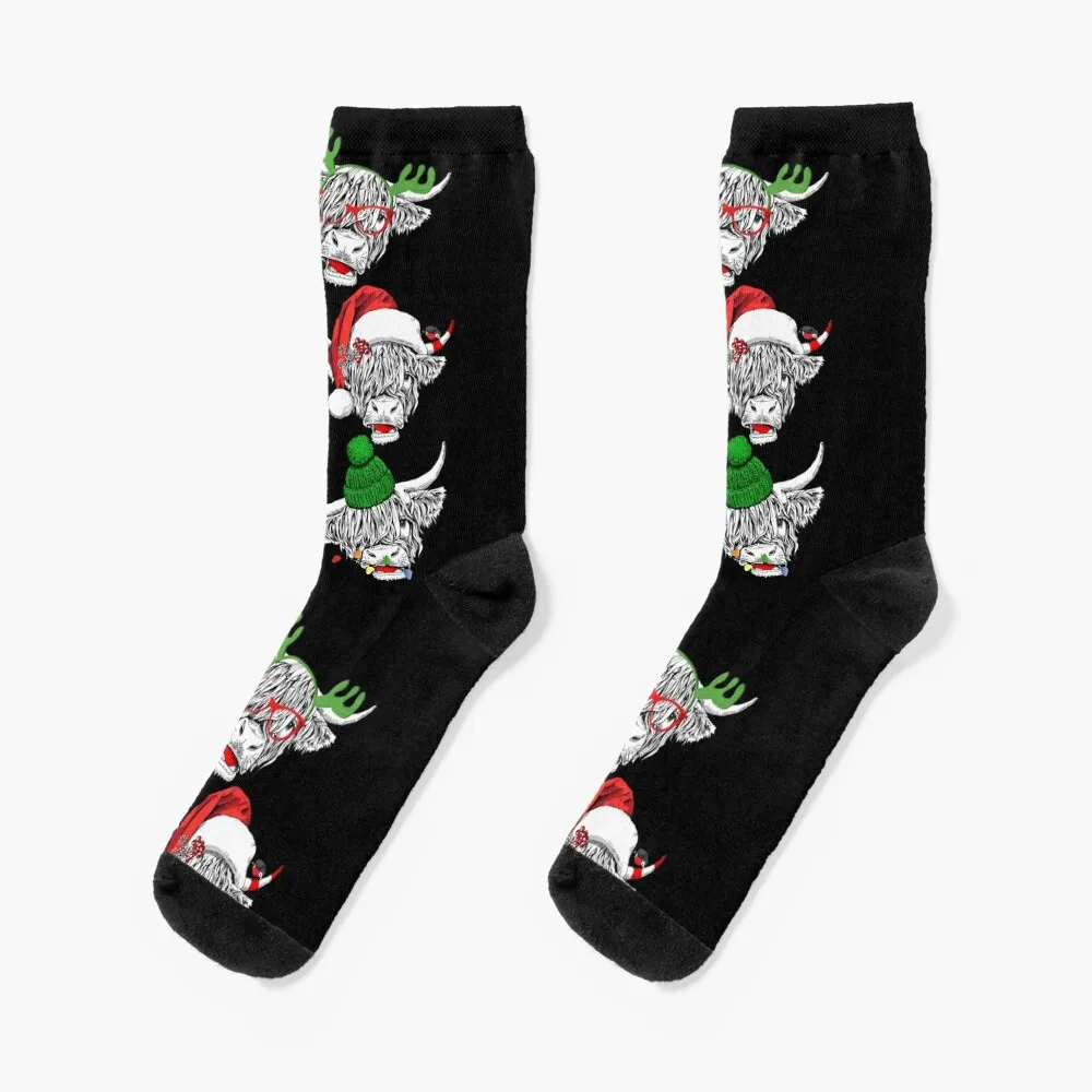 hohoho shaggy funny cow-Christmas Socks christmass gift warm winter Hiking boots Socks Girl Men's