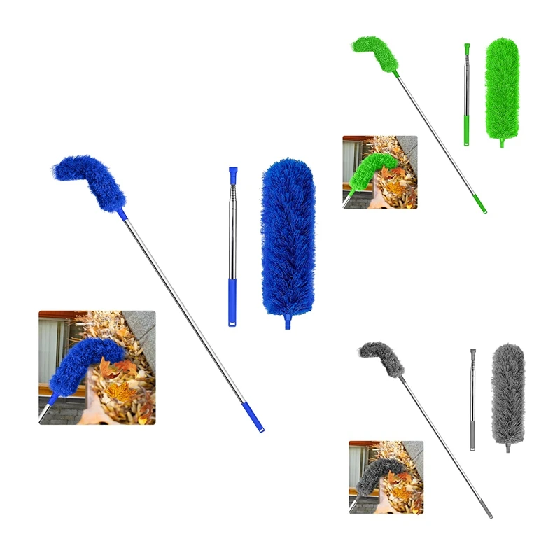 Gutter Cleaning Brush Roofing Tool With Telescopic Extendable Pole 8.2Ft Guard Cleaner Tool Easy Remove Leave