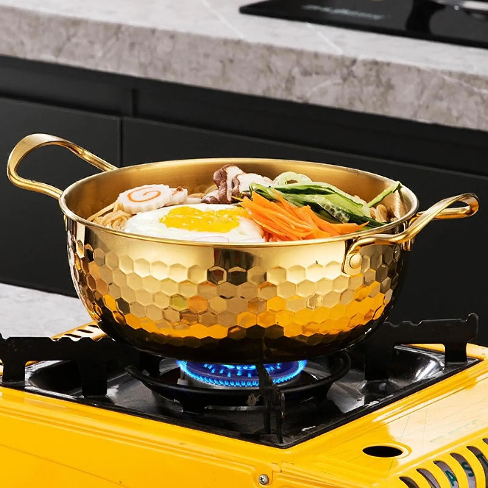 

Korea Ramen Pot Kitchen Cookware Double Ear Seafood Pot for Home Camping