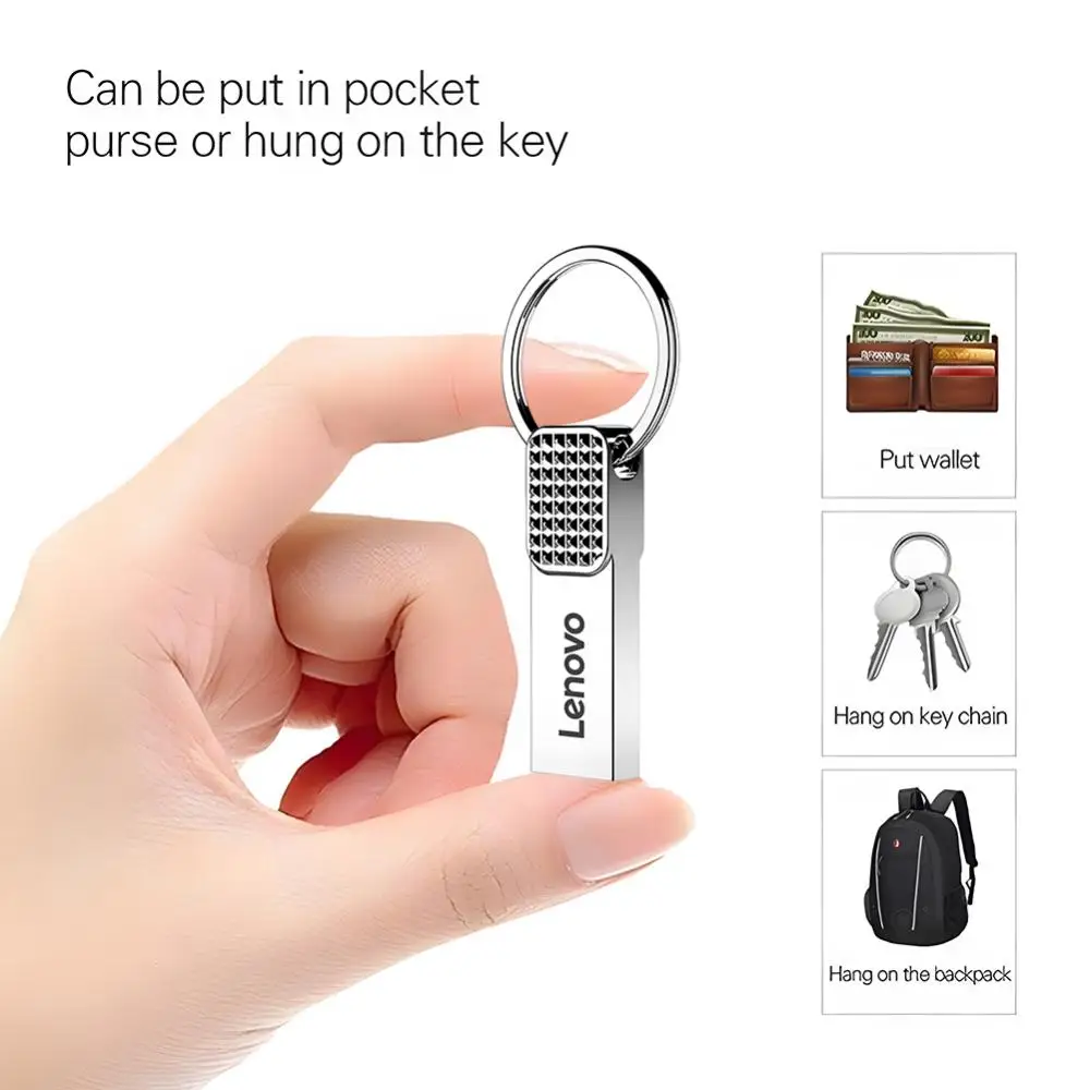 Lenovo Pen Drive 2TB High Speed Flash USB Memory Metal Pendrive 1TB Flash Drive 512GB USB3.1 Memory Storage Device U Disk For PC