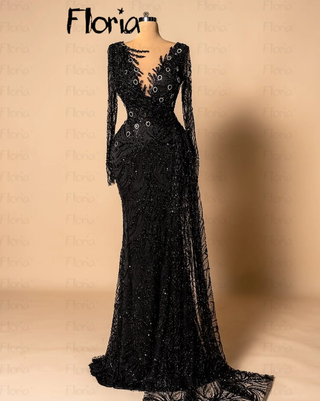 

Элегантные черные платья для выпускного вечера с блестками и длинными рукавами-накидкой с глубоким вырезом, свадебное платье для гостей, гала-платья для красной ковровой дорожки по индивидуальному заказу