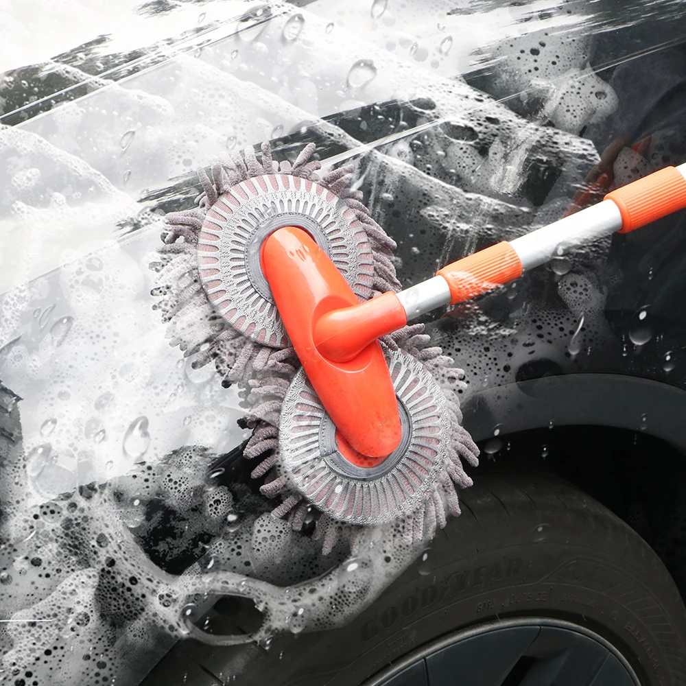 Double Brush Head Auto Supplies Rotating Auto Accessories Three-Section Telescopic Car Wash Mop