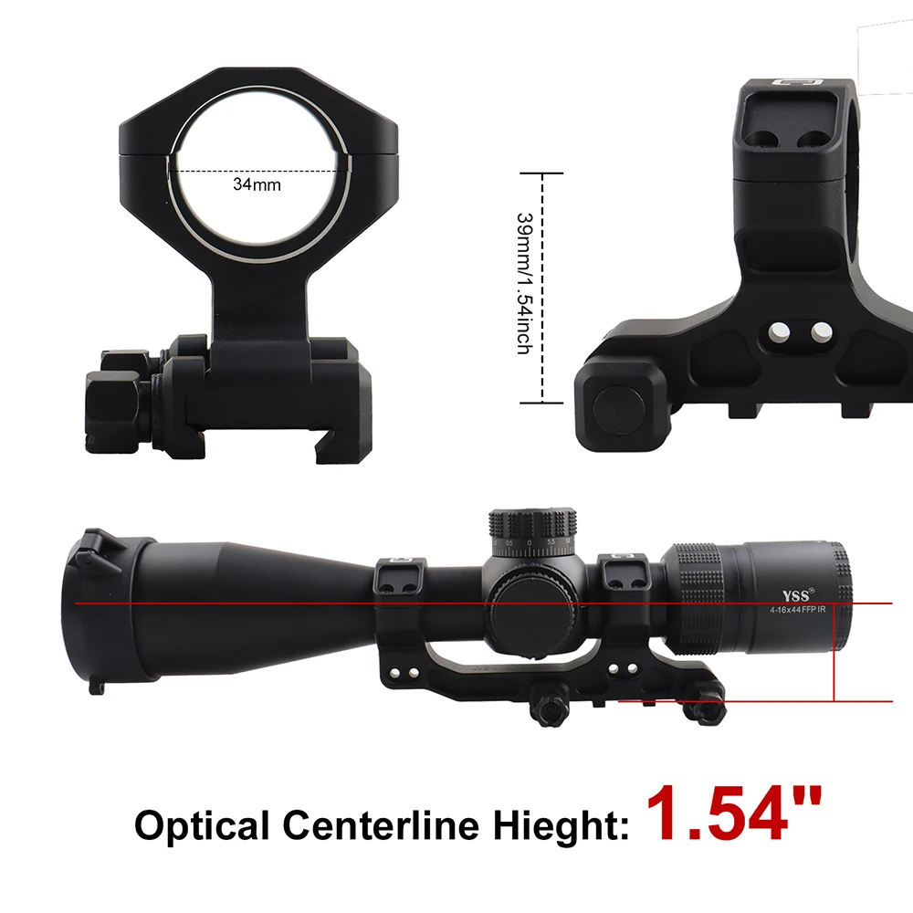 

PPT Mounts Airsoft Metal 1.54" Height Cantilever 34MM 30MM Scope Mount Fits 21.2MM Picatinny Rail Rifle Scope Base HS24-0269