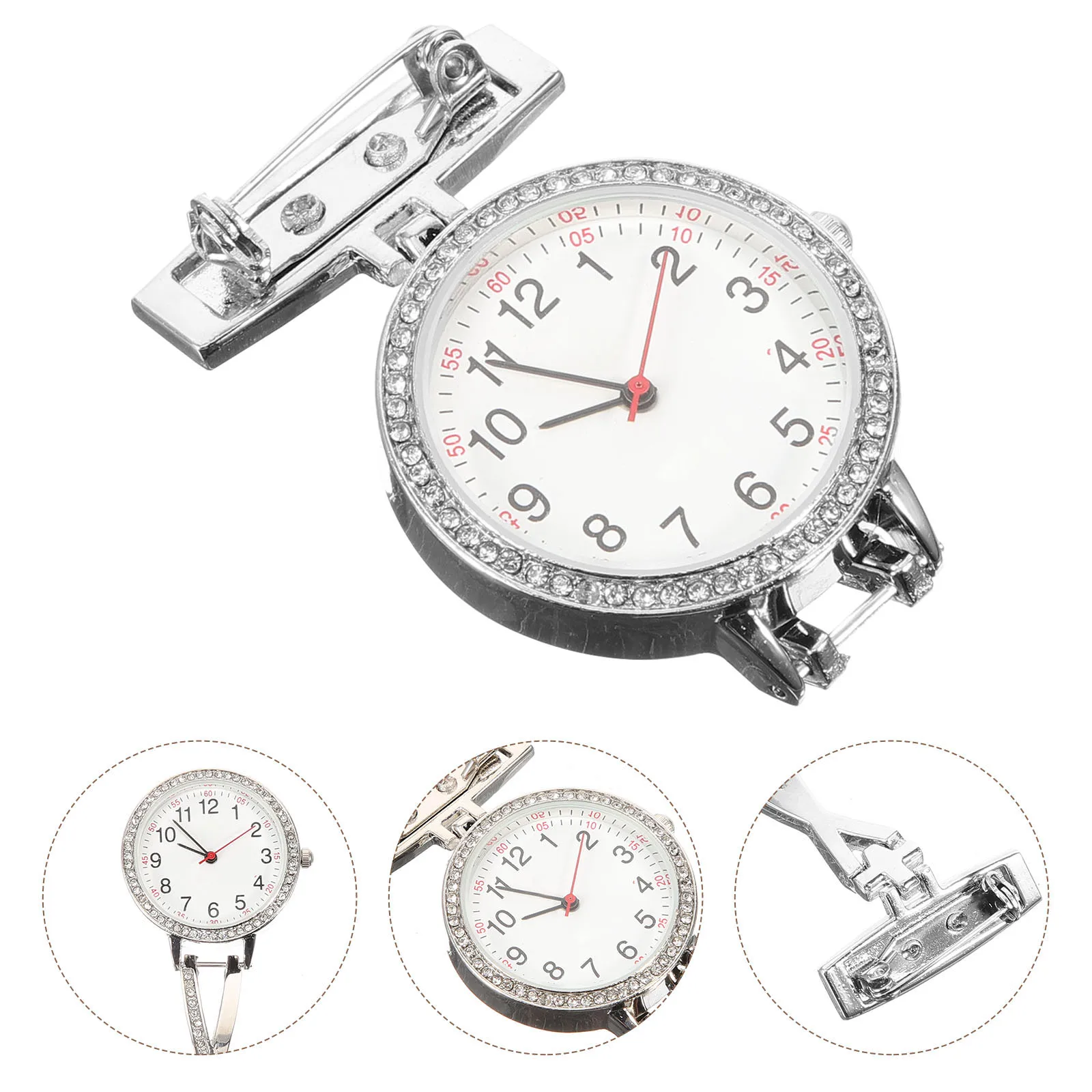 Hanging Nurse Watch White Steel Clip Design Fashion Men Women Student Exam Fob Watches Lapel Practical Lightweight Durable