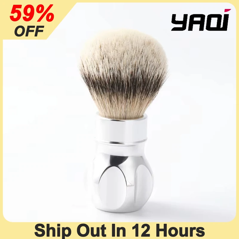 

YAQI Minimalism Gemini 24mm Anodized Metal Handle Silvertip Badger Hair Shaving Brush For Mens Porfessional Care Face Tool
