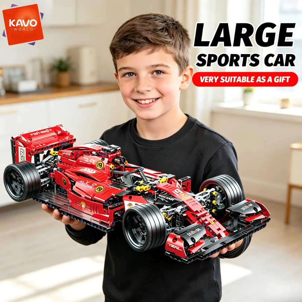 

KAVOWORLD 1:10 Scale Large Premium Wireless Electric Remote Control Red Racing Car Building Blocks RC Car with Damping Suspension Linkage Steering Construction Brick Set Gift for Adults Teens Birthday Christmas Hobbyists Car Enthusiasts (1137PCS)