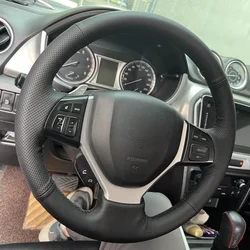 Hand-stitched Car Steering Wheel Cover Microfiber Leather For Suzuki CELERIO S-CROSS SX4 Vitara 2013 2014 2015 Car Accessories