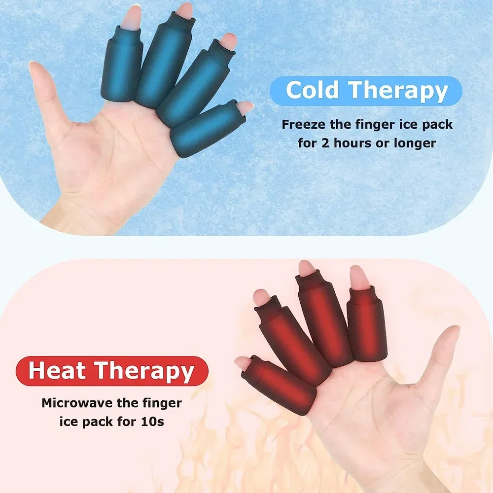 Finger Ice Sleeves 4PCS Finger & Toe Cold Gel Ice Packs, Thumb Ice Packs Hot Cold Compression Sleeves for Arthritis Hand Care