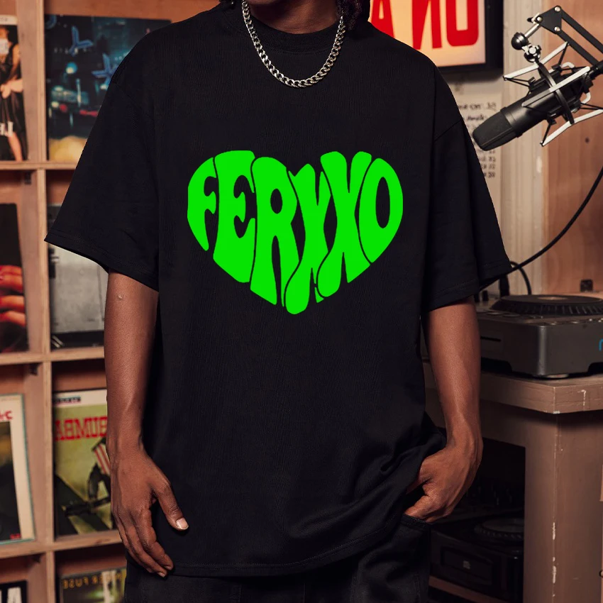 

2024 Funny Feid Ferxxo Tour love print T shirts Men Women harajuku oversized streetwear Unisex 100% Cotton short sleeve T-shirt