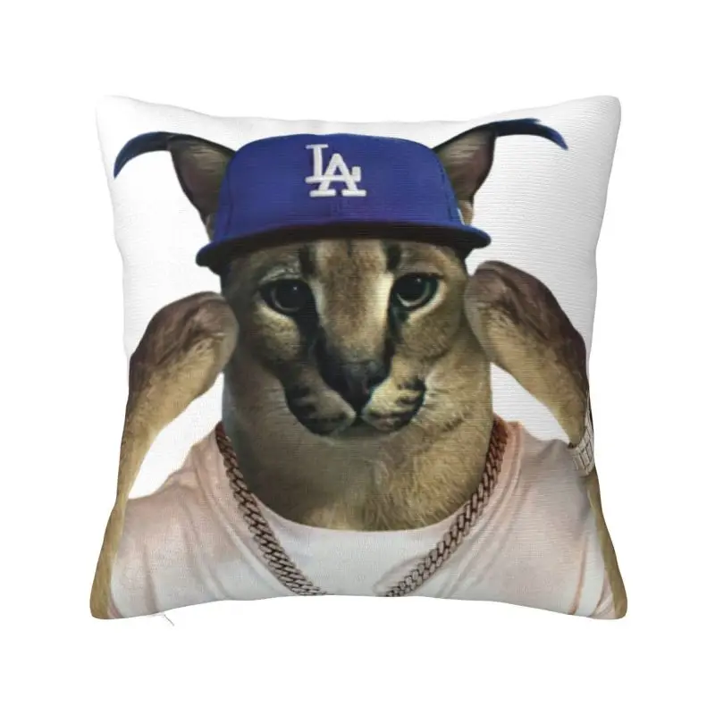 Big Floppa Rapper Cushion Cover 40x40cm Home Decor 3D Print Cat Caracal Gosha Throw Pillow Case for Living Room Double-sided