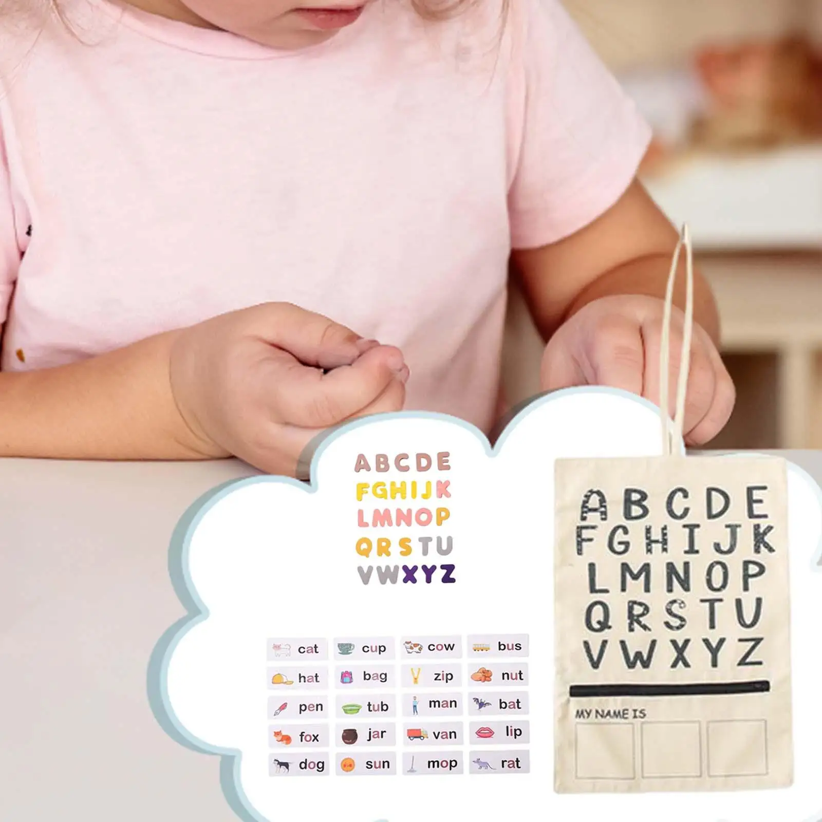 Alphabet Letter Matching Flash Cards with Storage Bag Word Spelling Game for Kids Children Preschool Girls Birthday Gifts