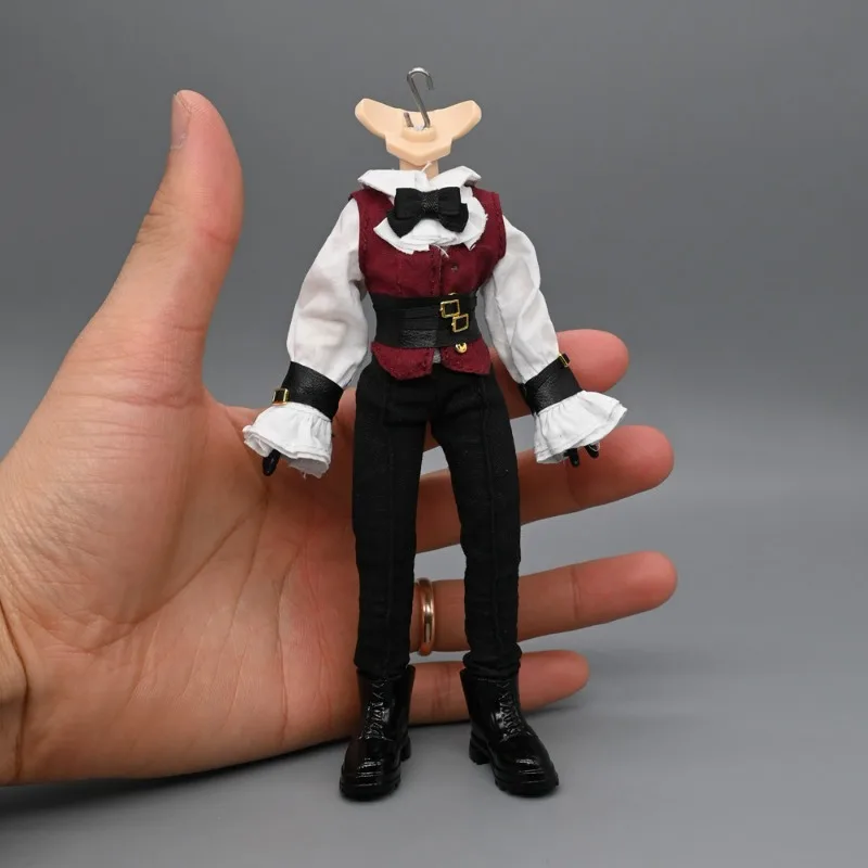 

1/12 Scale White Shirt Red Vest Black Waistband Suit Pants Formal Clothes Knight Suit Model for BJD Soldier Body Decor DIY