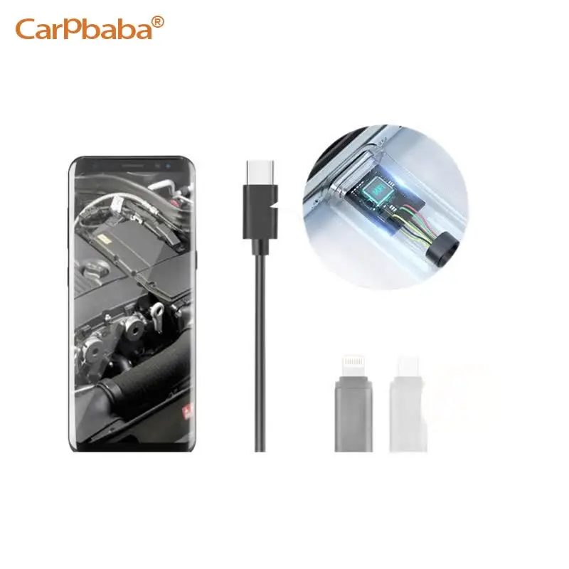 Carpbaba-minicámara endoscópica DN200, cámara de inspección con boroscopio de serpiente, Cable duro Flexible, para IOS, Android, Smartphone, PC
