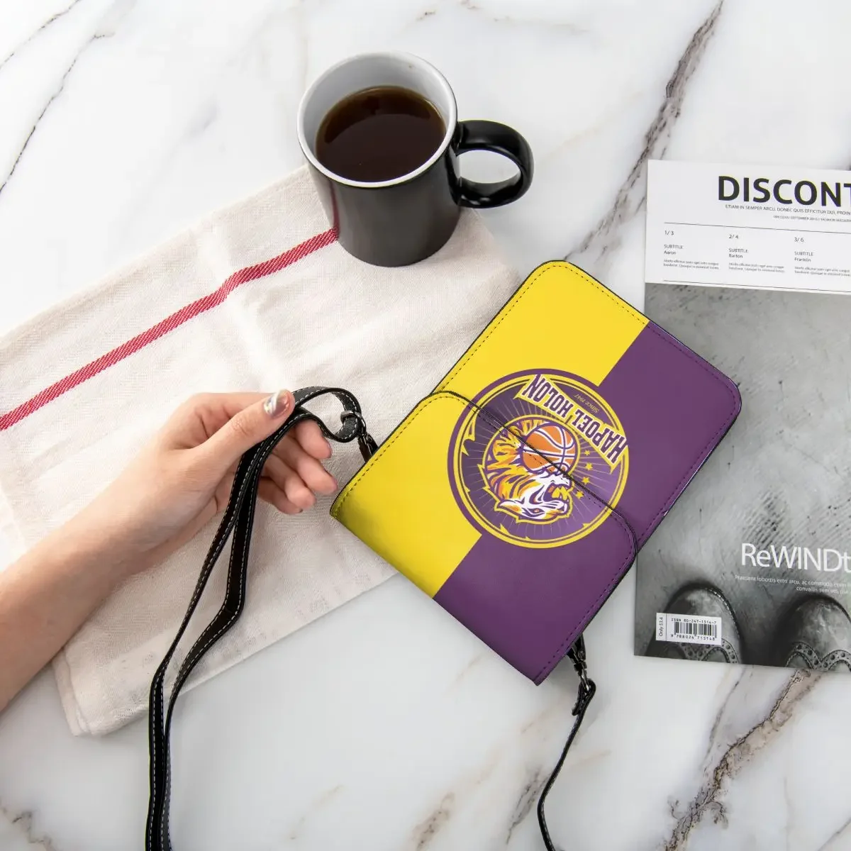 Hapoel Holon Carteira crossbody de basquete Bolsa para celular Bolsa de ombro Bolsa para celular Alça ajustável