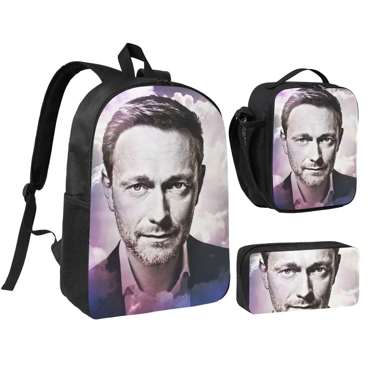 Sac à dos Legend Christian Lindner Minister Of Finance, sac à livres pour étudiants, sac d'école, sacs à bandoulière, 3 pièces, sac à déjeuner, trousse à crayons