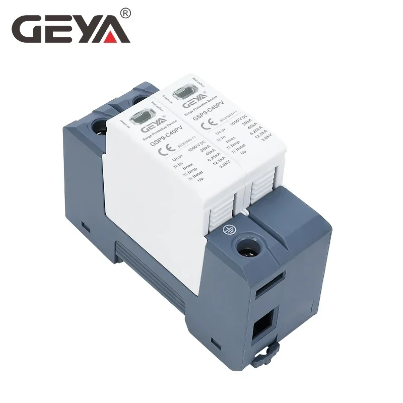 GEYA GSP9 2P Solar PV Low Voltage SPD Din Rail DC 600V 1000V 20KA-40KA Surge Arrester Lightning Protector SPD DC