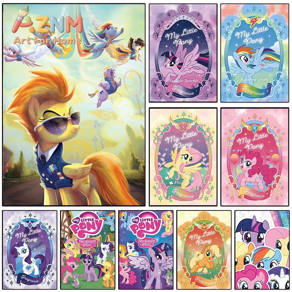 My Little Pony Cartoon Character Canvas Painting Frameless Wall Art Print Poster Home Bedroom Living Room Decorative Wall Art