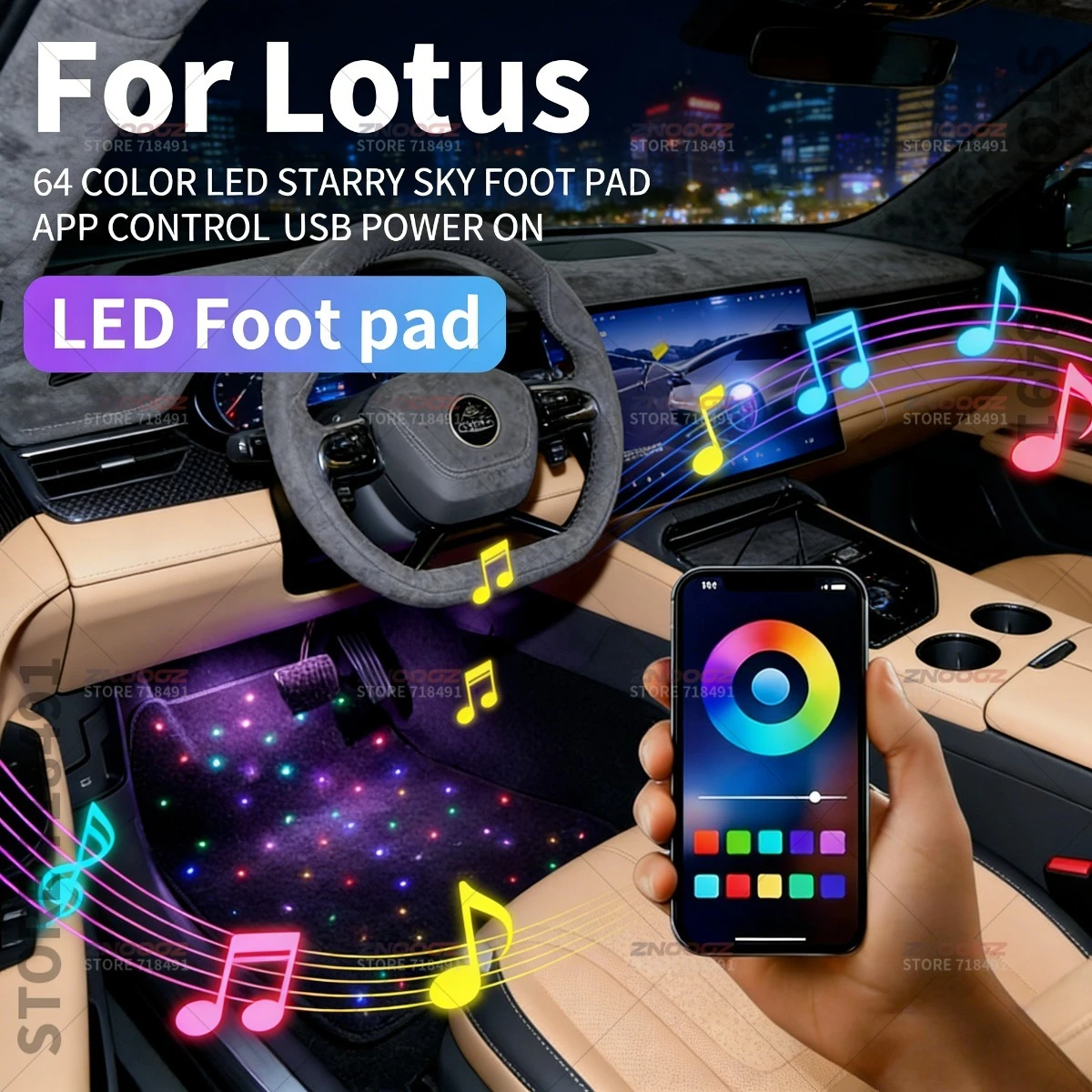 Para Lotus Elise Europa Elite Elan Esprit Exige Evora Emira Evija siete USB coche LED cielo estrellado alfombrilla para pies DIY se puede cortar