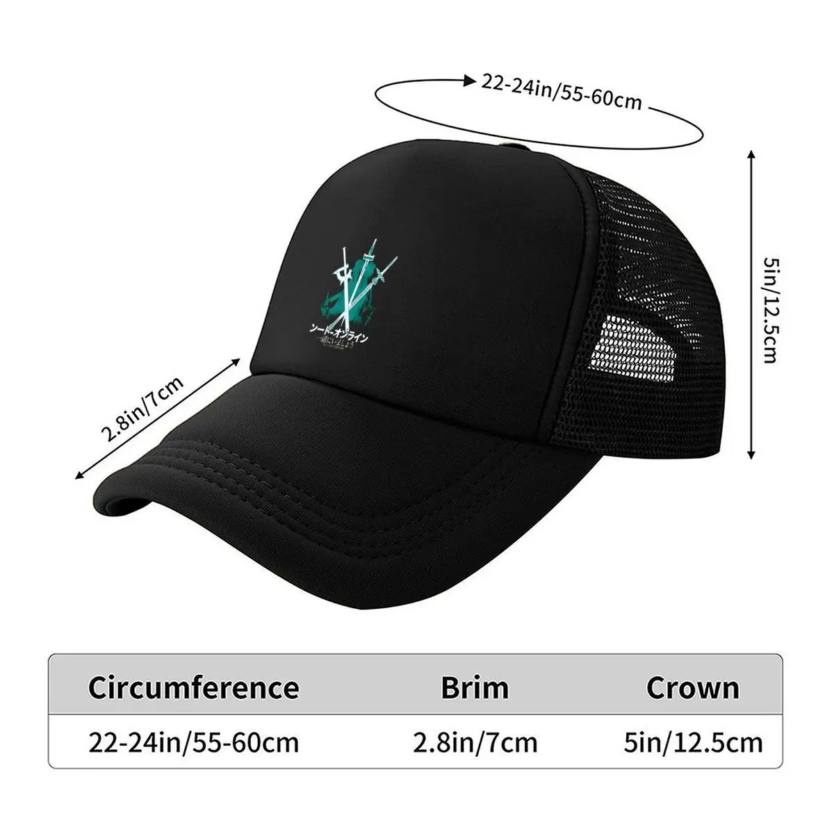 “Dual Swords Emblem” - Fantasy-Inspired Crest, Evoking Medieval or Gaming Imagery Mesh Baseball Cap