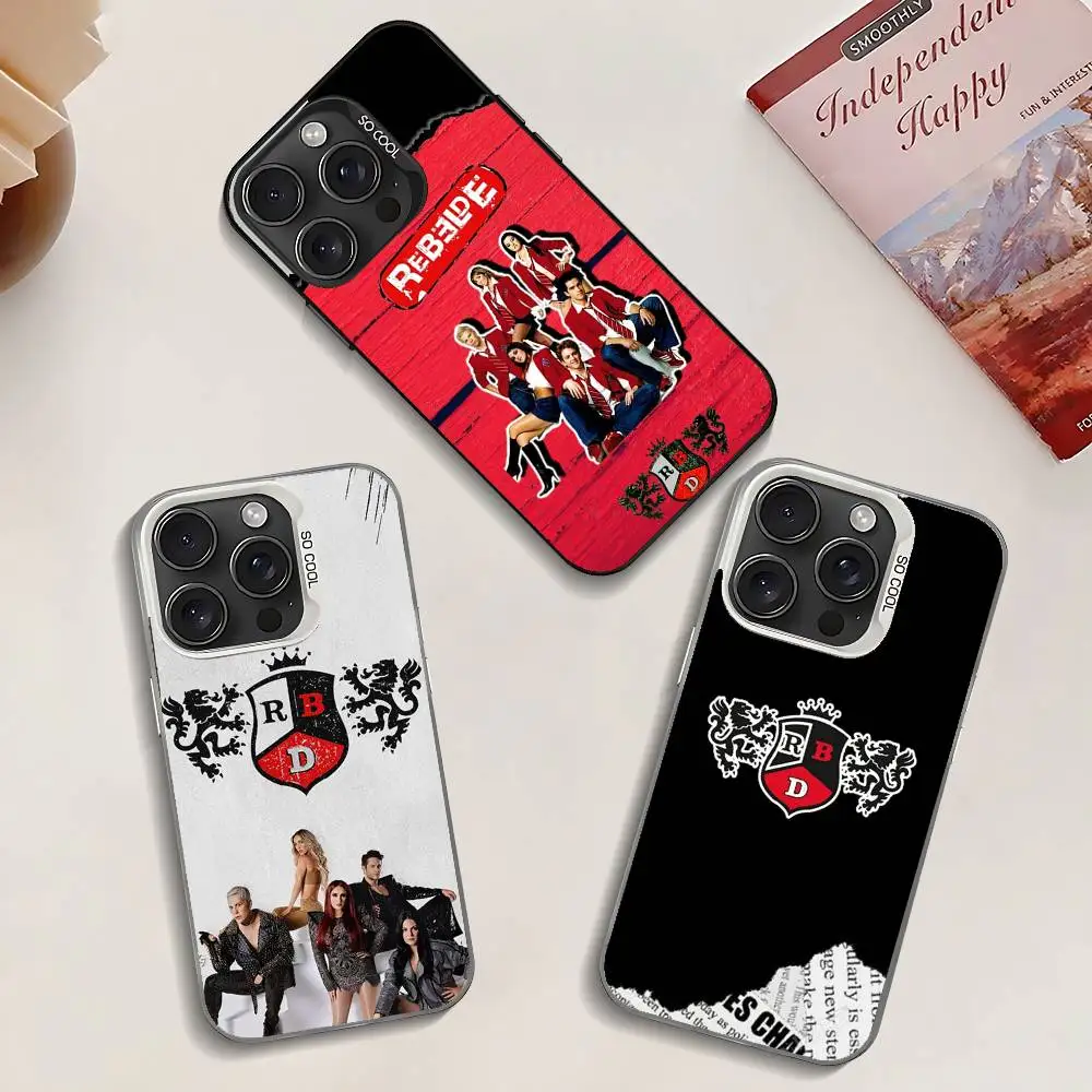 R-RBD R-Rebeld funda de teléfono para IPhone 17 16 15 14 13 12 11 Pro Max Plus Color a prueba de golpes cubierta trasera plateada