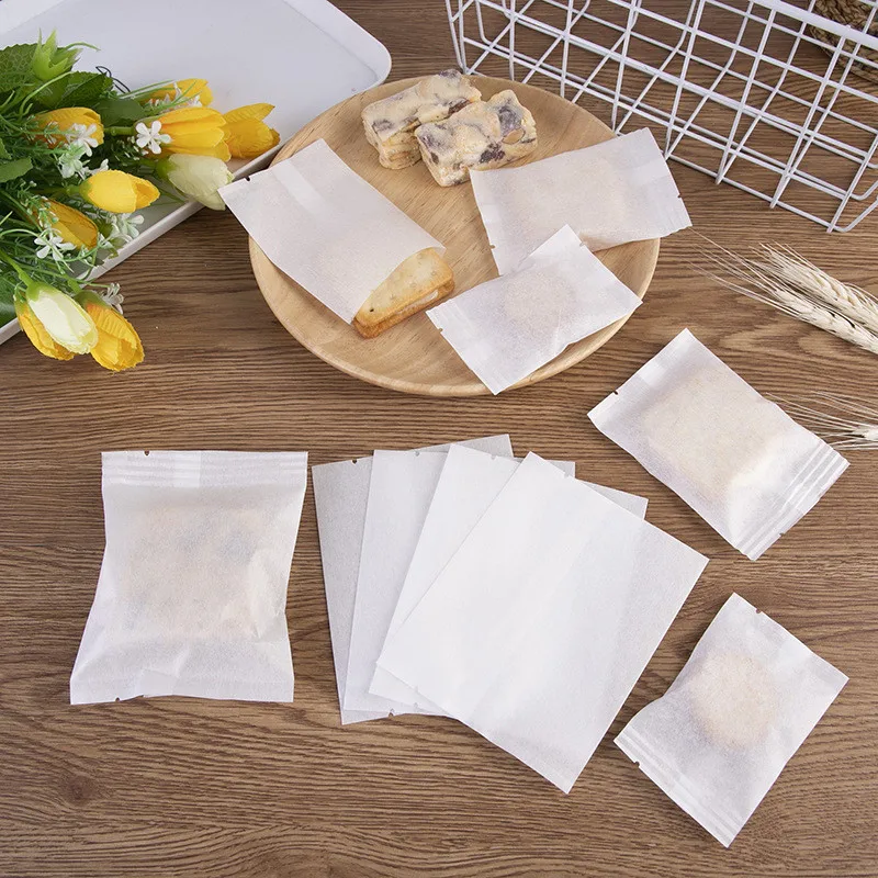 100Pcs White Cotton Oil Proof Paper Bags Scented Flower Fruit Tea Candy Cookies Biscuit Packaging Baking Tool