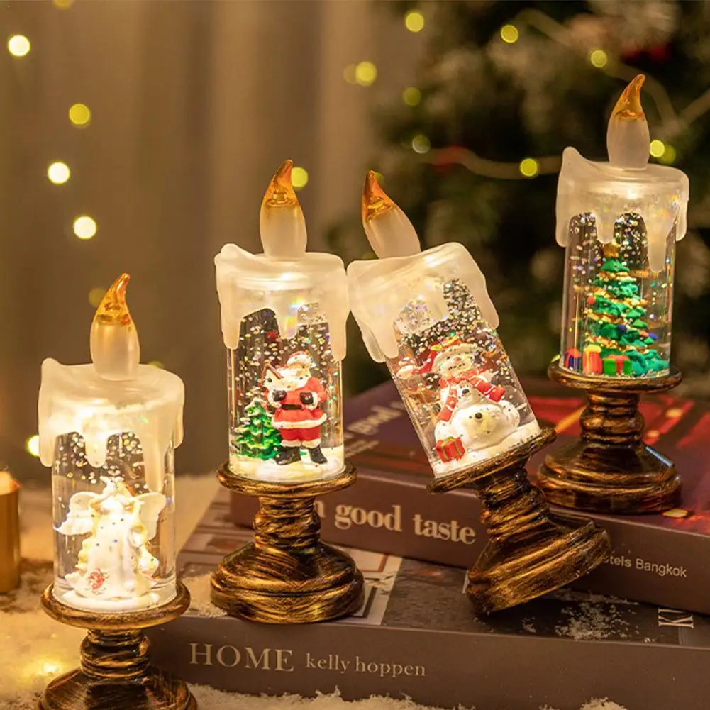 LED Candle Christmas Flameless Candles Christmas Simulation Christmas Snow Candle Light Christmas Decorations Xmas Gifts