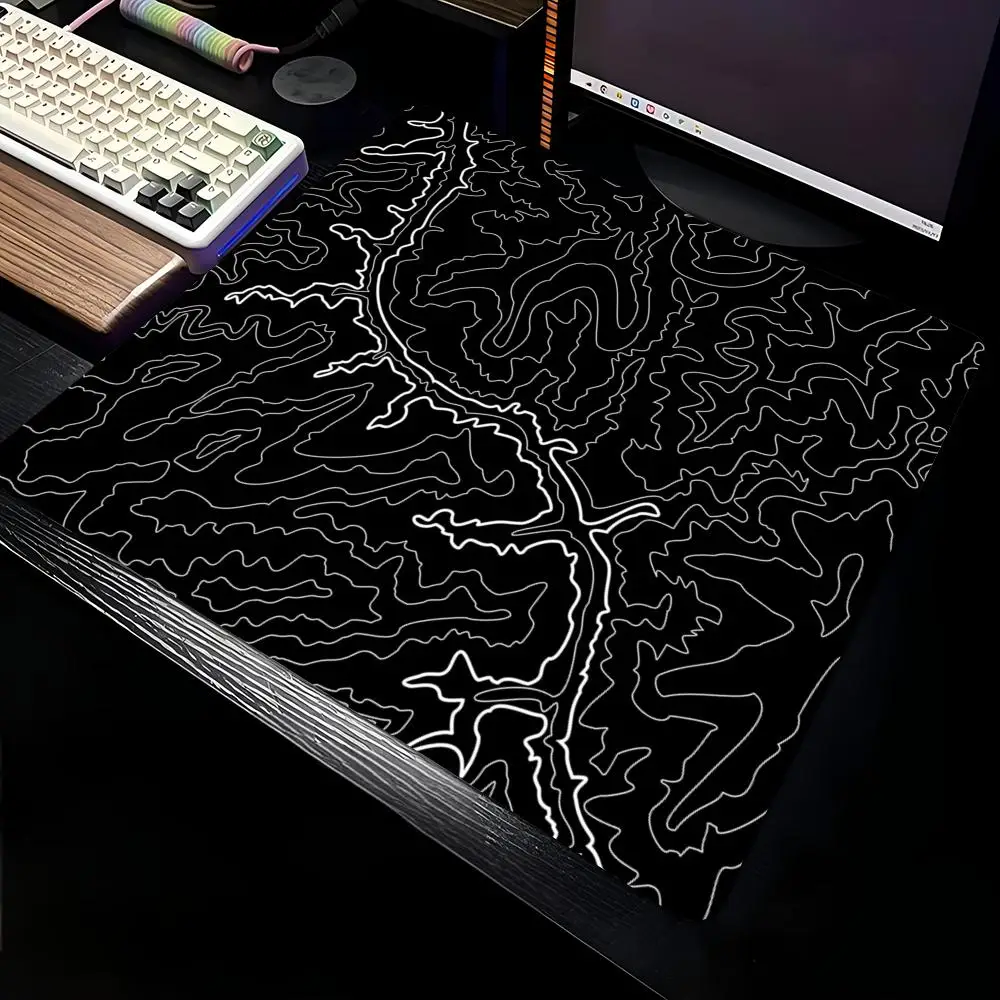 

Black aesthetic line texture Gaming Mouse Pad Non-Slip Desk Mat 40X45CM mousepads with Stitched Edge pc accessories gaming mats