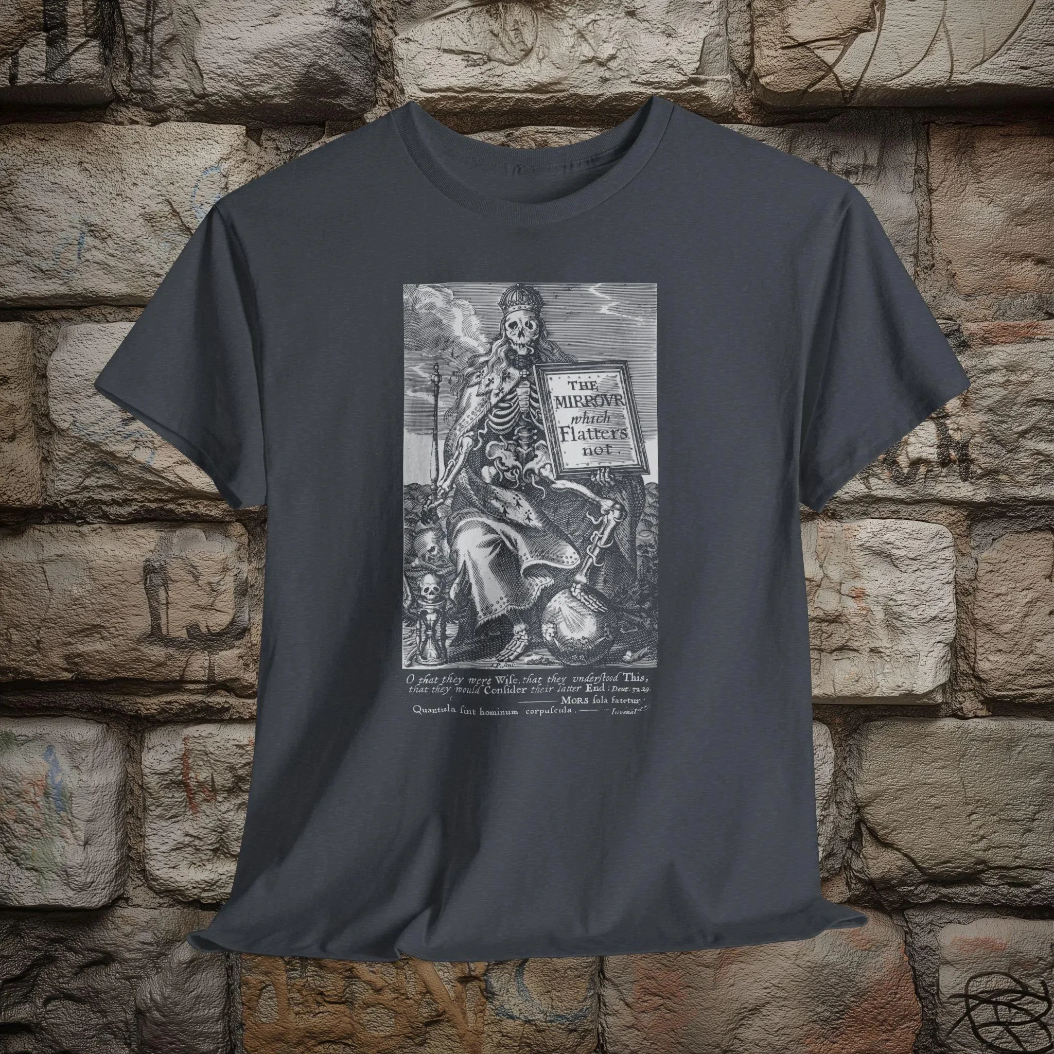 The Mirror Which Flatters Not Vintage Engraving Print Memento Mori Unisex Tshirt Graphic T Shirts Retro Streetwear High-quality