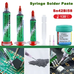 New Sn42bi58 SMD Lead-free Syringe Solder Paste 138℃ Low Temperature Syringe No Clean Solder Paste Repair Led Welding Paste