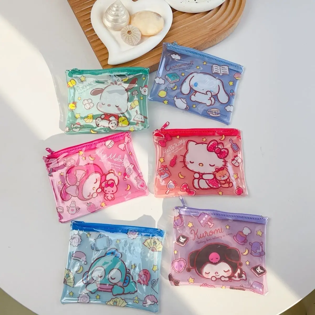 

Hello Kitty Storage Bag Cute Cartoon Transparent Waterproof PVC Card Pouch New Fashion Delicate Personality Pattern Clutch Bag